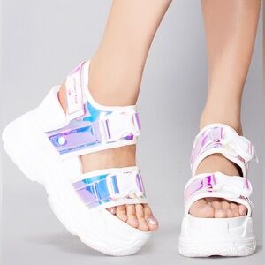 Anthony Wang LASR Exclusive Peach 02 Virtuosity Hologram White Platform Sandals